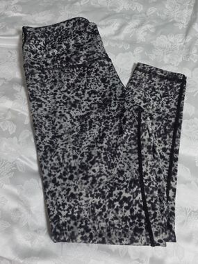 Zella Leggings Womens Medium High Rise Athletic Yoga Pants Black White Speckled